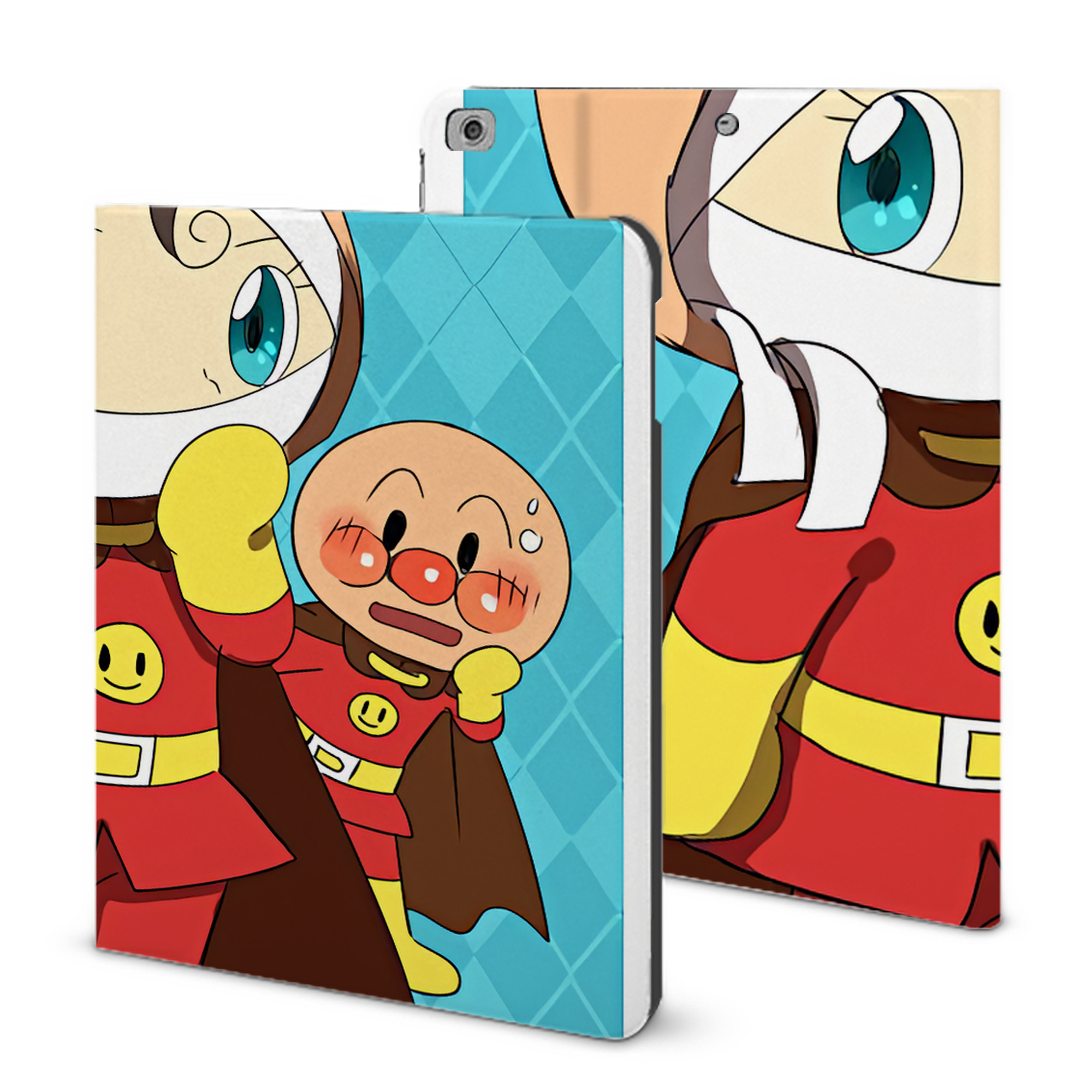 （画像用） アンパンマン Anpanman IPad ケース ブック型 PUレザー TPU 耐衝撃 軽量 薄型 ペン収納なし 全面保護 IPad 各モデル対応